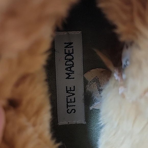 Steve‎ Madden P-Pop Boots Moccasins Suede Faux Fur Tie Pompoms Mid-Calf Brown 7 - Picture 10 of 12